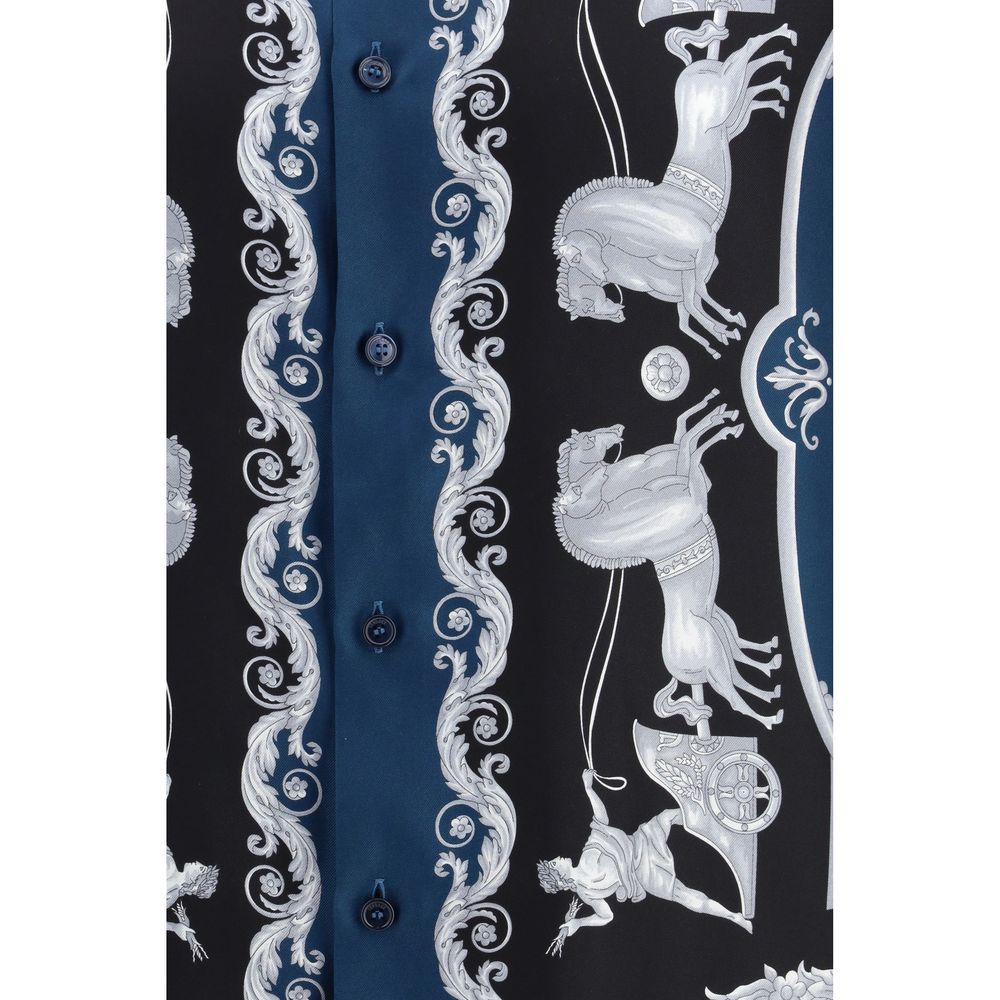 Blue Silk Pattern Shirt