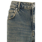 Blue Cotton Straight-Leg Jeans