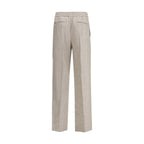Gray Linen Casual Pants