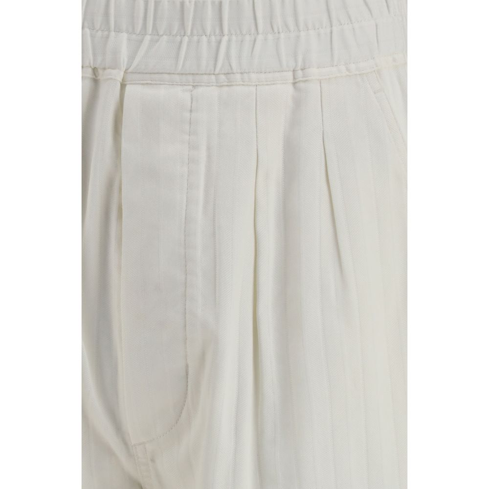 White Cotton Casual Pants