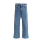Blue Cotton Tapered Jeans