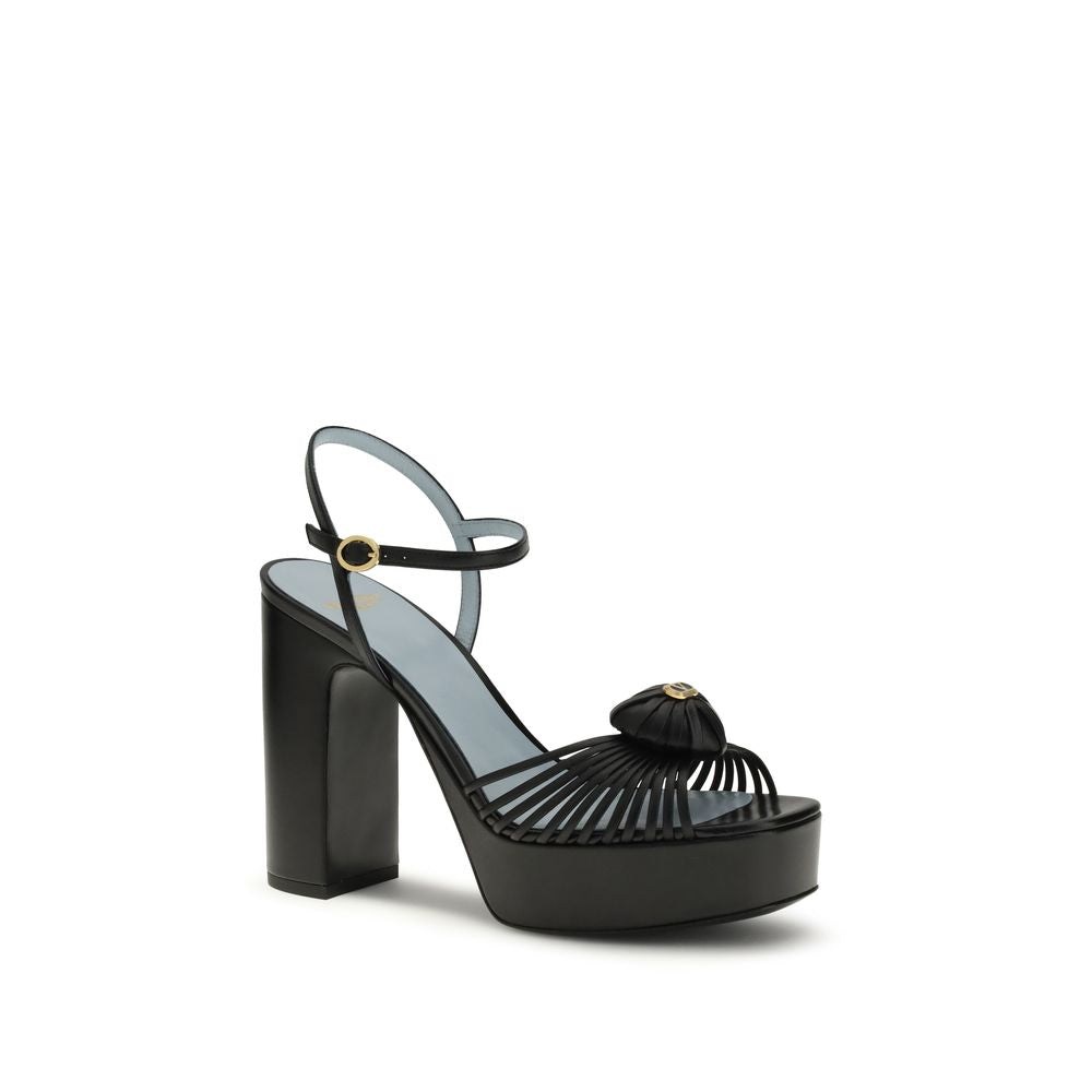 Black Calf Leather Bos Taurus Platform Sandals