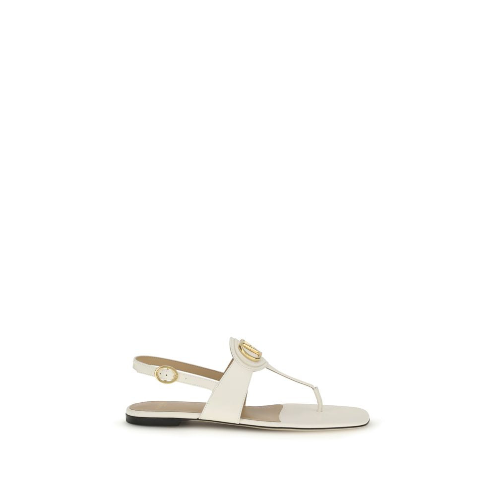 Beige Calf Leather Bos Taurus Flat Sandals