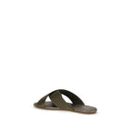 Brown Silk Flat Sandals