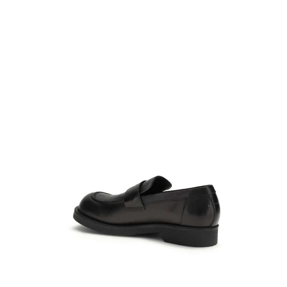 Black Calf Leather Bos Taurus Slip-On Loafers