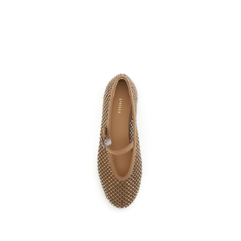 Brown Nylon Ballet Flats