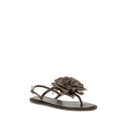 Brown Calf Leather Bos Taurus Flat Sandals