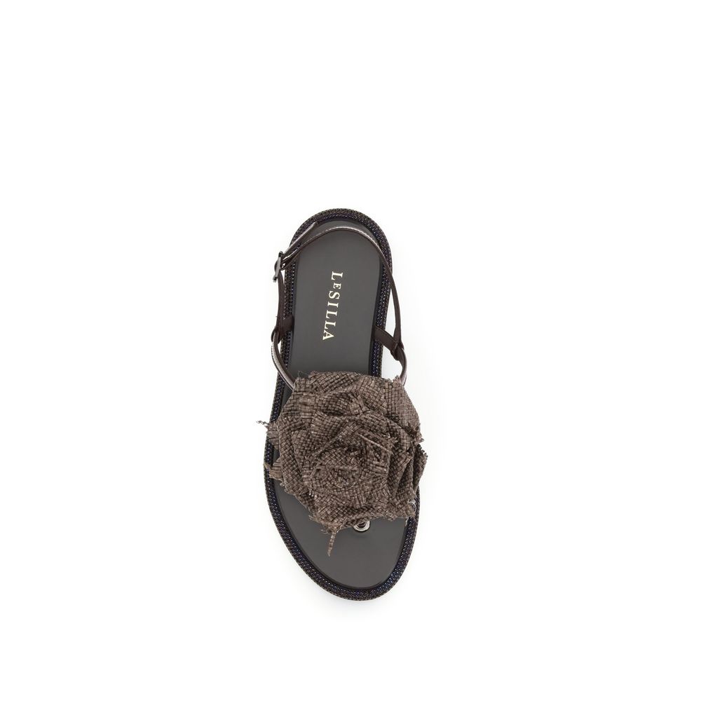 Brown Calf Leather Bos Taurus Flat Sandals