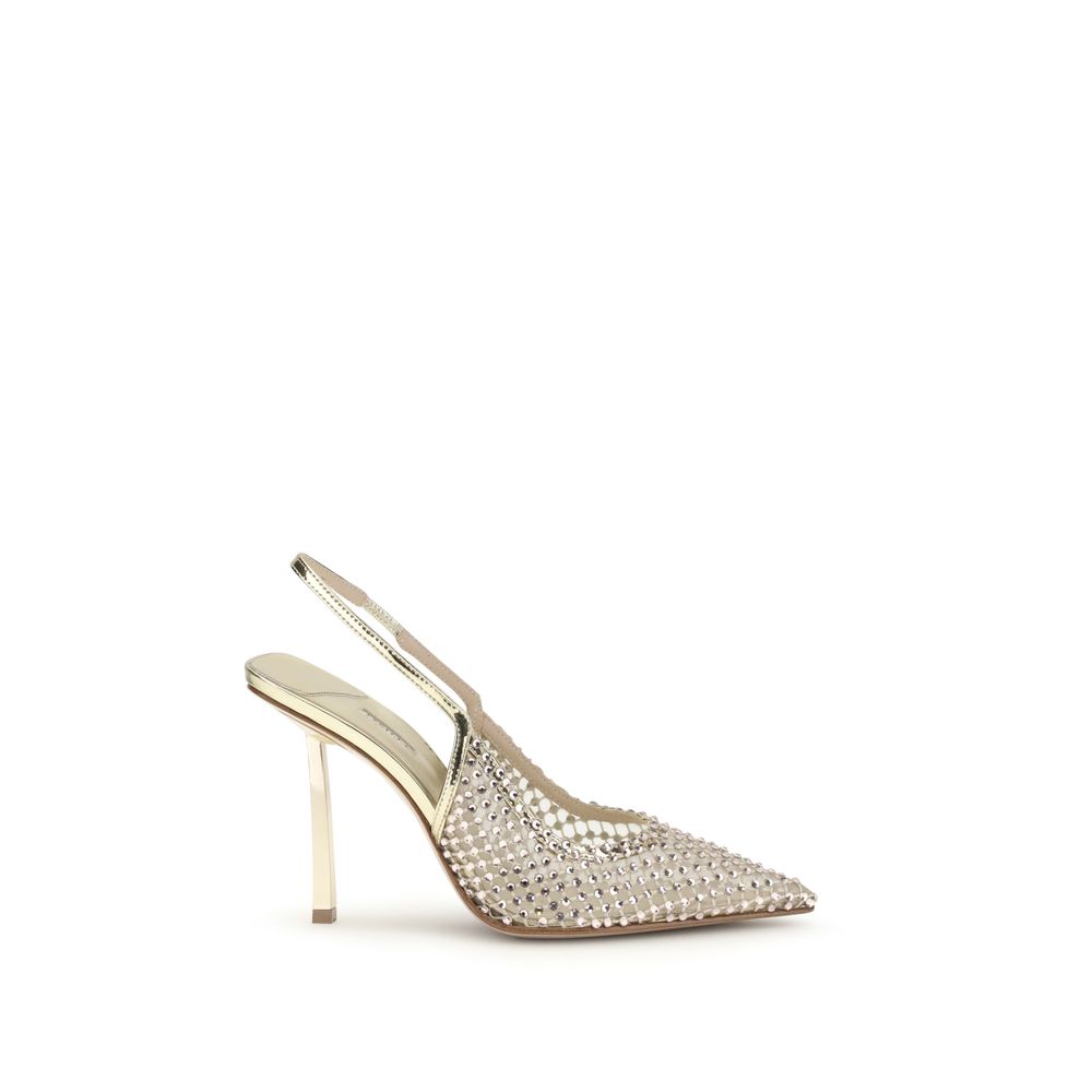 Gold Nylon Platform Pumps