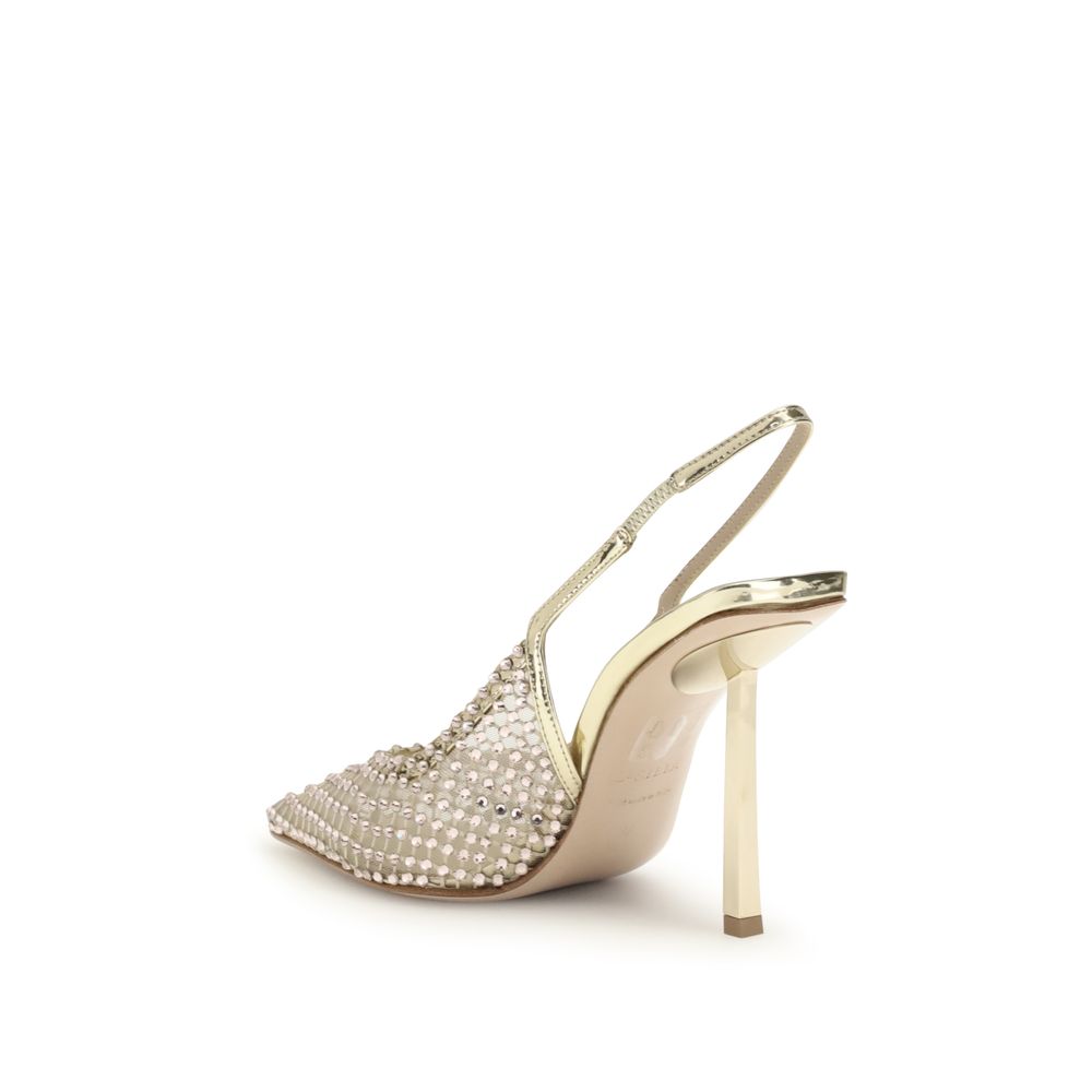 Gold Nylon Platform Pumps