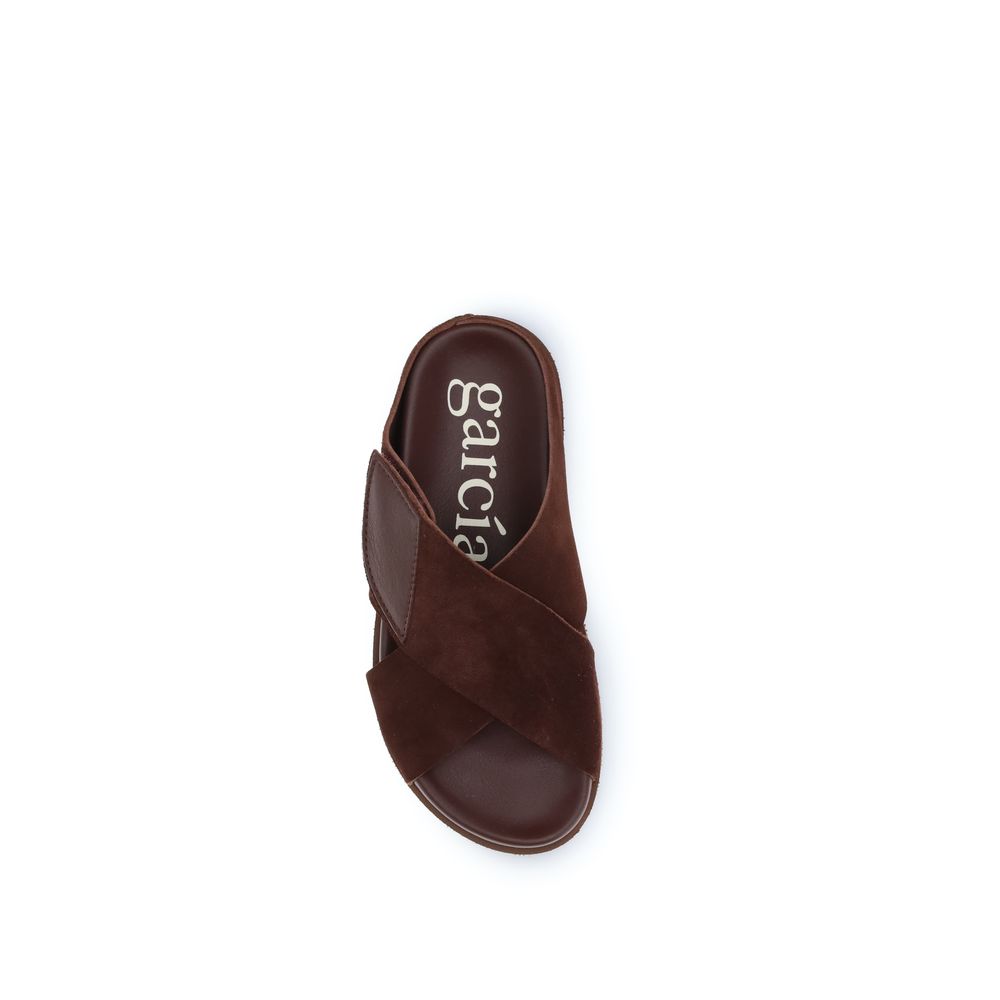 Brown Velvet Flat Sandals