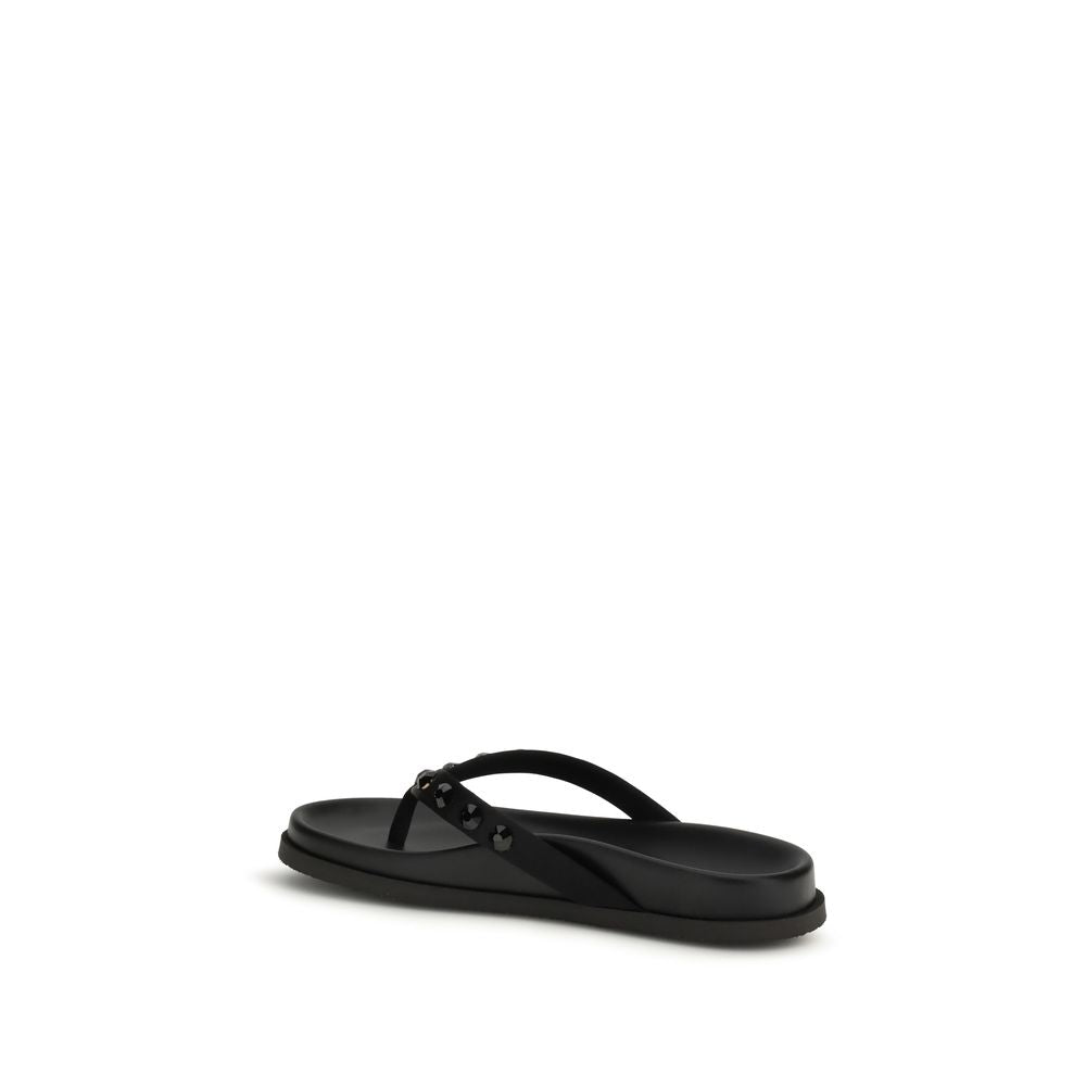 Black Rubber Flip-Flop Sandals