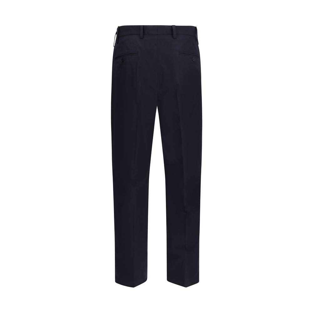 Blue Cotton Casual Pants