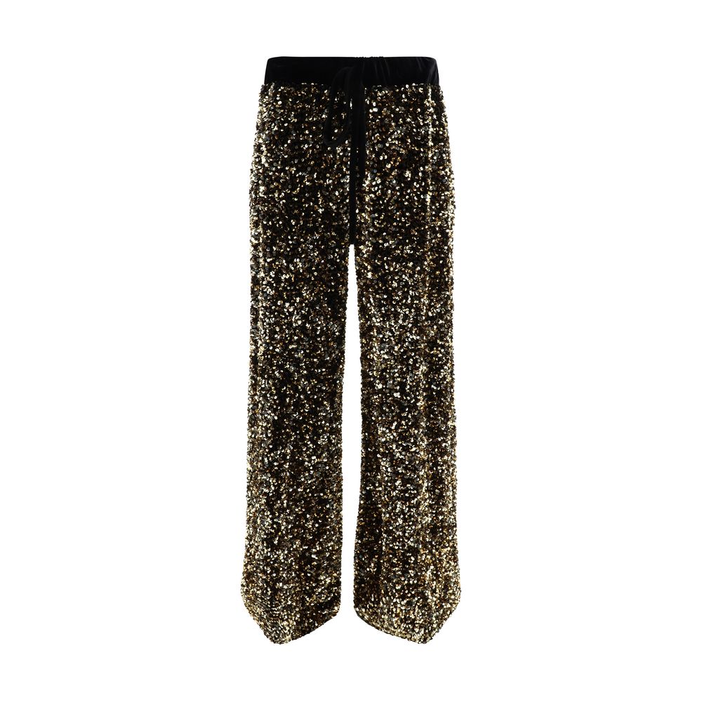 Gold Polyamide Casual Pants
