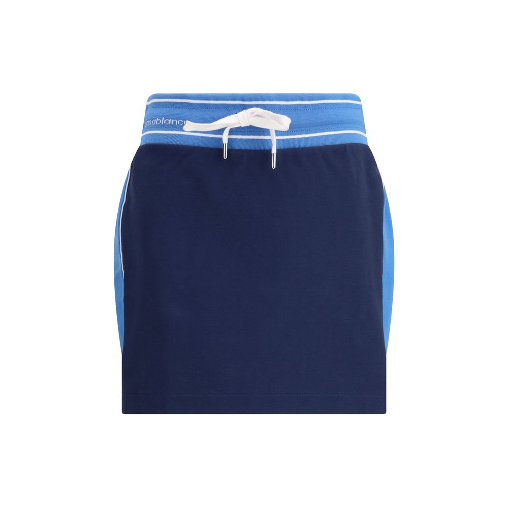 Blue Cotton Mini Skirt