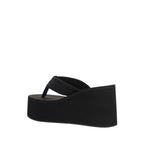 Black Polyester Platform Sandals