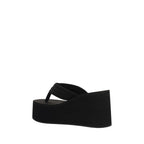 Black Polyester Platform Sandals