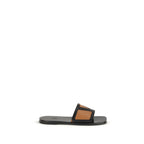 Black Calf Leather Bos Taurus Flat Sandals