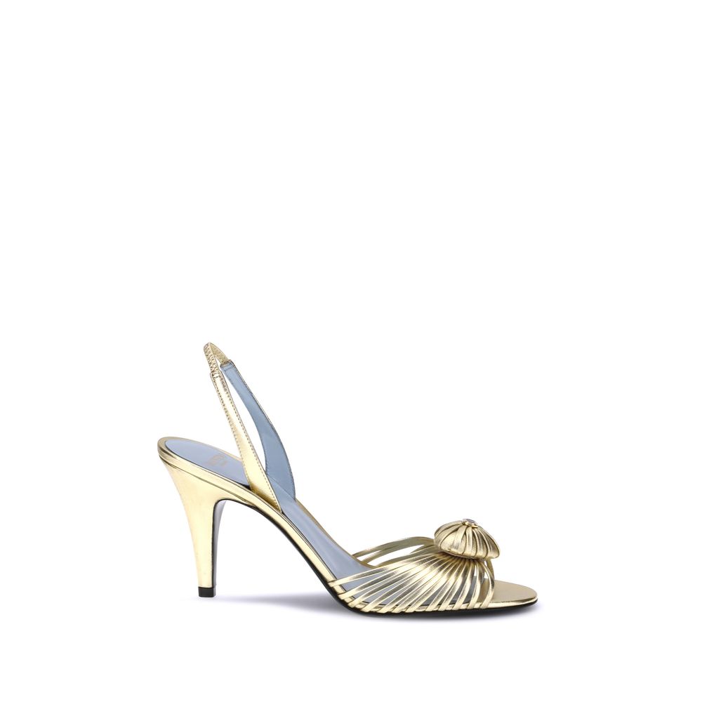 Gold Calf Leather Bos Taurus Stiletto Heel Sandals