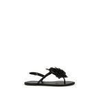 Black Calf Leather Bos Taurus Flat Sandals