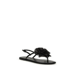 Black Calf Leather Bos Taurus Flat Sandals