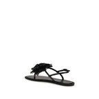 Black Calf Leather Bos Taurus Flat Sandals