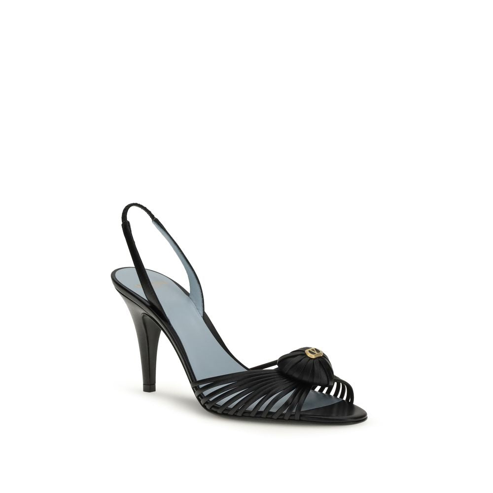 Black Goatskin Stiletto Heel Sandals
