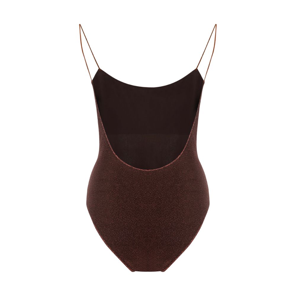 Brown Metal One-Piece Swimsuit