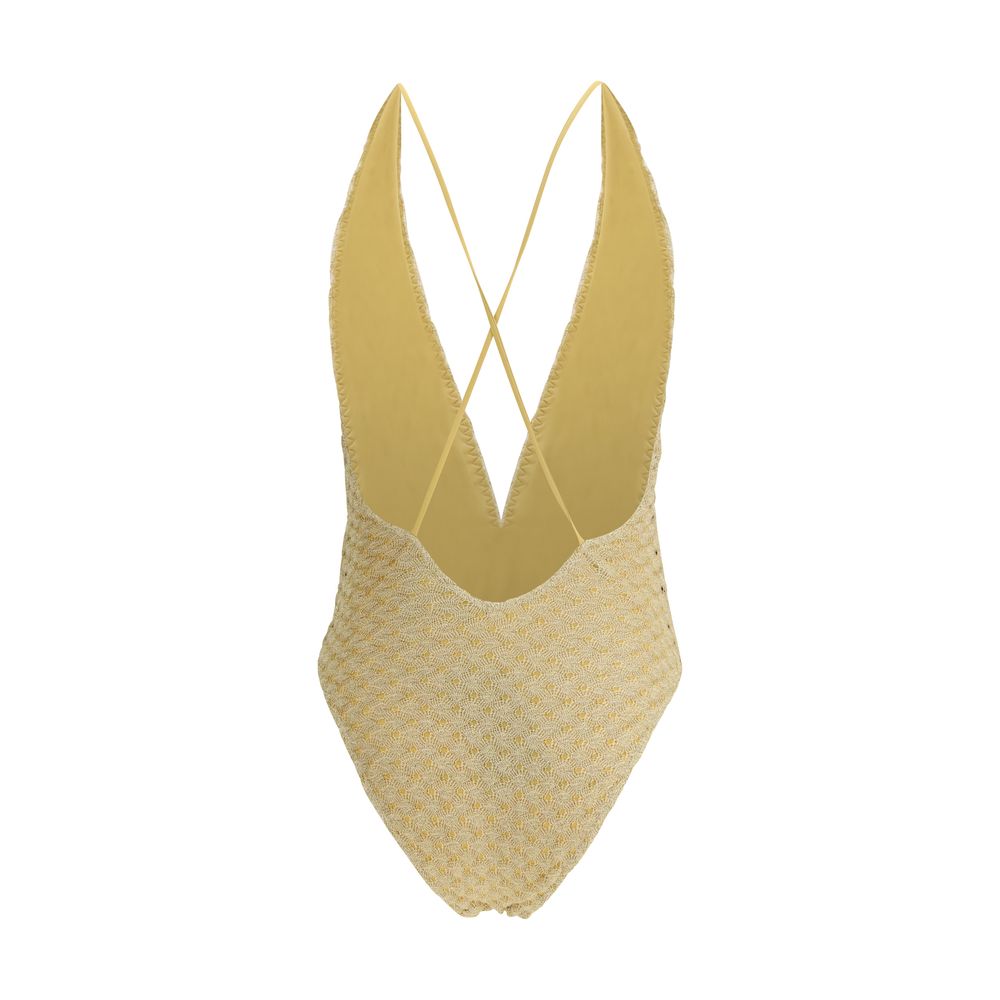 Gold Other Fibres One-Piece Swimsuit