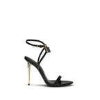 Black Goatskin Stiletto Heel Sandals