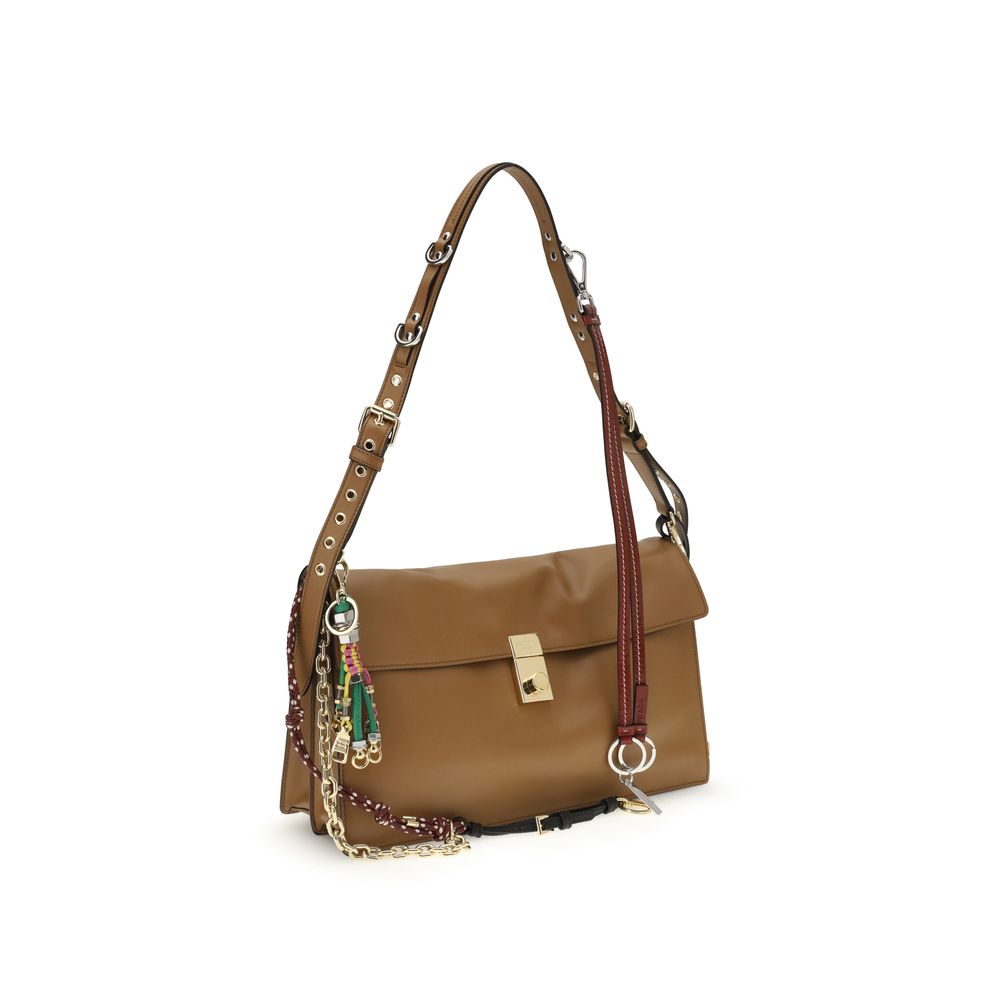 Beige Calf Leather Bos Taurus Shoulder Bag