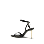 Black Goatskin Stiletto Heel Sandals