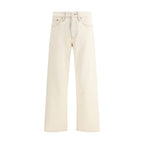 Beige Cotton Relaxed Fit Jeans