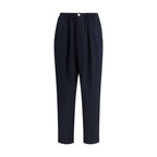 Blue Merino Wool Casual Pants