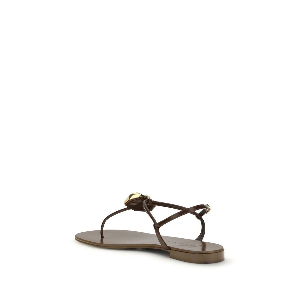 Brown Stainless Steel Flat Sandals