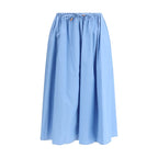 Blue Cotton Midi Skirt