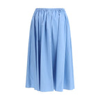 Blue Cotton Midi Skirt
