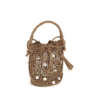 Brown Raffia Backet Bag