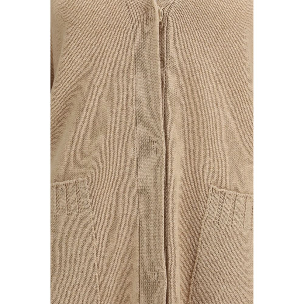 Beige Fleece Wool Cardigan