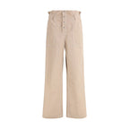 Beige Cotton Casual Pants