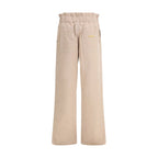 Beige Cotton Casual Pants