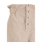 Beige Cotton Casual Pants