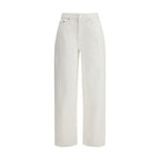 Beige Cotton Straight-Leg Jeans