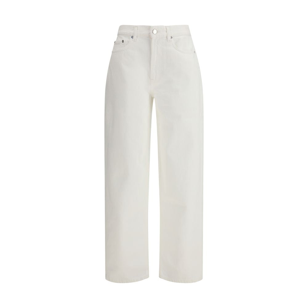 Beige Cotton Straight-Leg Jeans