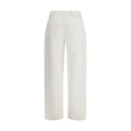 Beige Cotton Straight-Leg Jeans