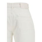 Beige Cotton Straight-Leg Jeans