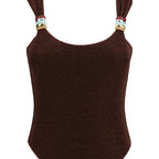 Brown Polyamide One-Piece Swimsuit