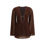 Brown Polyamide Casual Dress