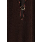 Brown Polyamide Casual Dress