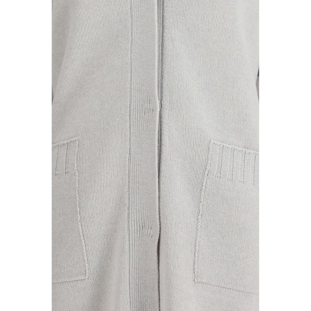 Gray Fleece Wool Cardigan